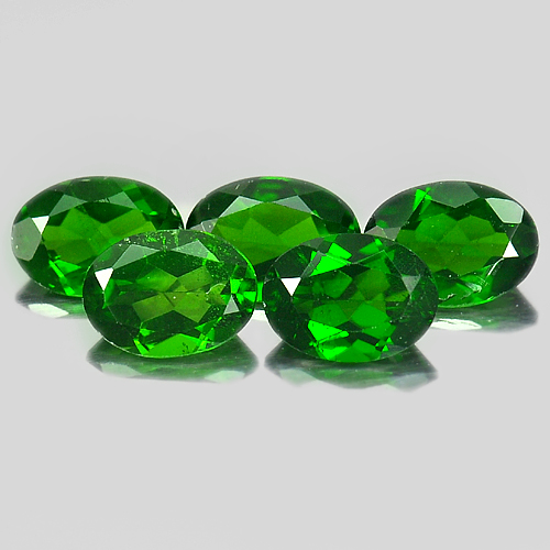 3.81 Ct. 5 Pcs. Oval Shape Natural Gems Green Chrome Diopside Unheated