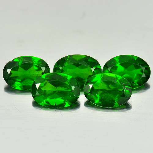 Unheated 3.75 Ct. 5 Pcs. Oval Shape Natural Green Chrome Diopside
