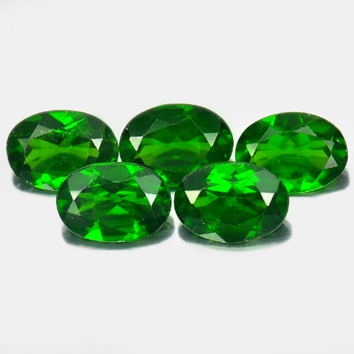 3.89 Ct. 5 Pcs. Good Oval Shape Natural Green Chrome Diopside Unheated