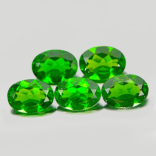 3.91 Ct.5 Pcs. Charming Oval Shape Natural Green Chrome Diopside Russia