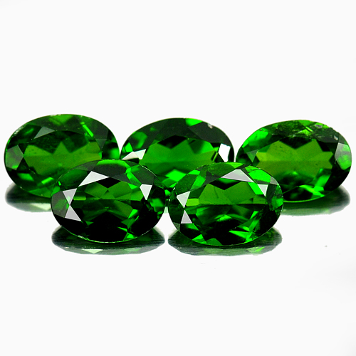 3.87 Ct. 5 Pcs. Oval Natural Green Chrome Diopside
