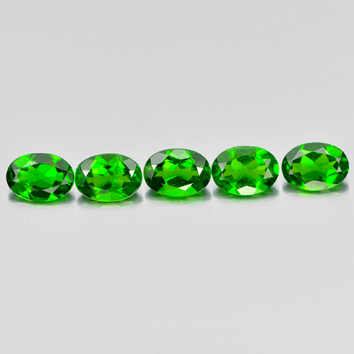 3.97 Ct. 5 Pcs. Oval Shape Natural Green Chrome Diopside