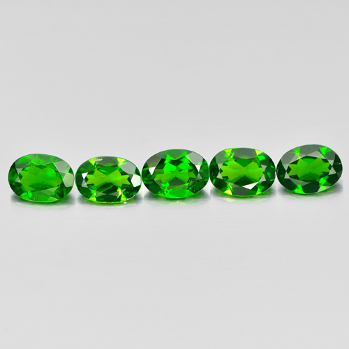 Unheated 3.96 Ct. 5 Pcs. Oval Natural Green Chrome Diopside Gems