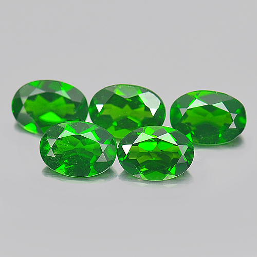 3.94 Ct. 5 Pcs. Oval Shape Natural Green Chrome Diopside Unheated