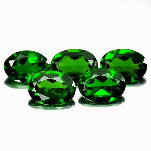 3.80 Ct.5 Pcs.Natural Oval Shape Green Chrome Diopside
