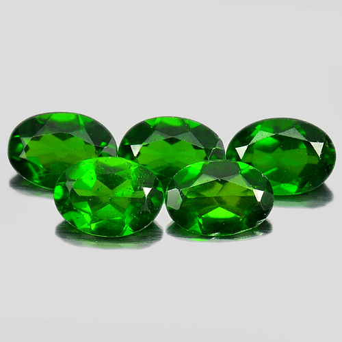 Unheated 3.75 Ct. 5 Pcs. Oval Gems Natural Green Chrome Diopside Russia