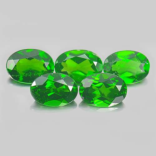 Unheated 4.05 Ct. 5 Pcs. Oval Shape Gemstones Natural Green Chrome Diopside