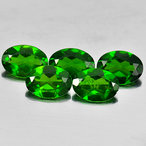 Unheated 3.63 Ct. 5 Pcs. Good Oval Natural Green Chrome Diopside