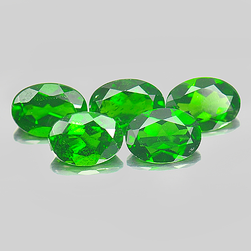 Unheated 3.85 Ct. 5 Pcs. Nice Oval Natural Green Chrome Diopside