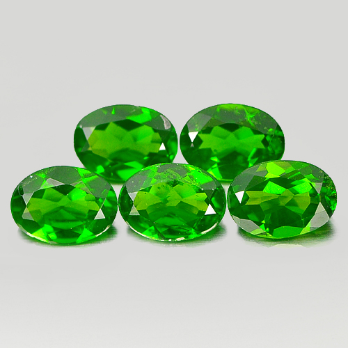 Unheated 3.78 Ct. 5 Pcs. Oval Shape Gemstones Natural Green Chrome Diopside