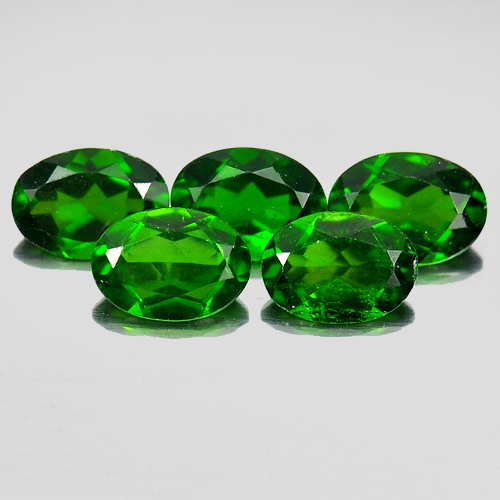 3.78 Ct. 5 Pcs. Nice Oval Natural Green Chrome Diopside Russia