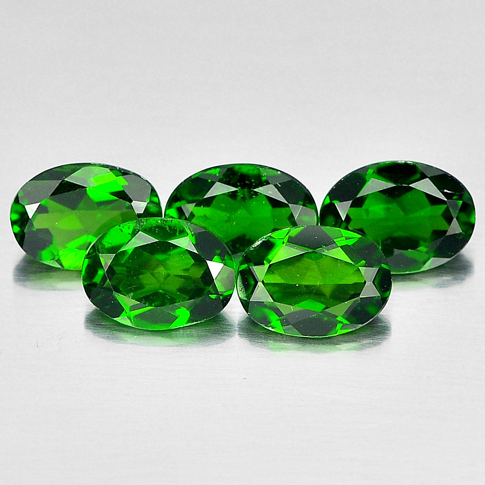 3.97 Ct. 5 Pcs.Oval Shape Natural Gemstones Green Chrome Diopside From Russia