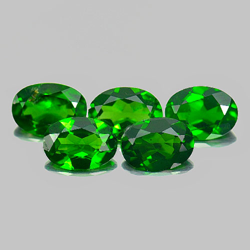 Unheated 3.73 Ct. 5 Pcs. Oval Natural Green Chrome Diopside
