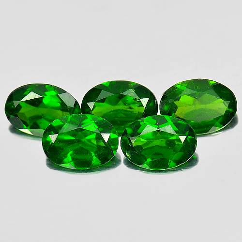 3.64 Ct. 5 Pcs. Nice Oval Natural Green Chrome Diopside Unheated