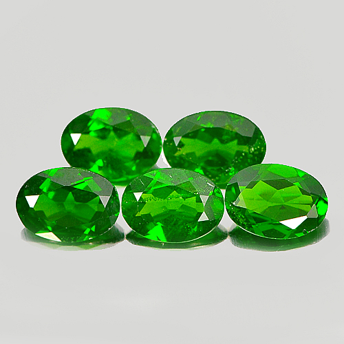 Unheated 3.89 Ct. 5 Pcs. Lovely Oval Natural Green Chrome Diopside