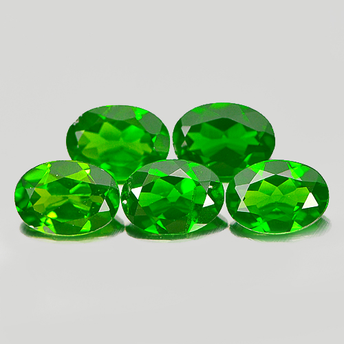 Unheated 3.71 Ct. 5 Pcs. Oval Shape Natural Green Chrome Diopside