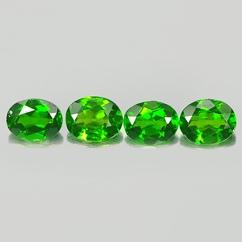 Unheated 1.46 Ct. 4 Pcs. Oval Natural Gems Green Chrome Diopside