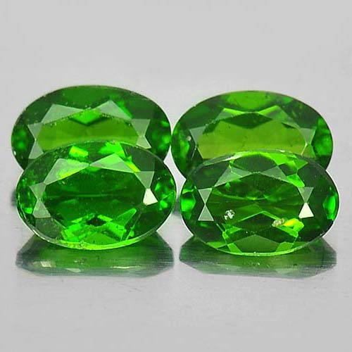 1.70 Ct. 4 Pcs. Oval Shape Natural Gems Green Chrome Diopside Unheated