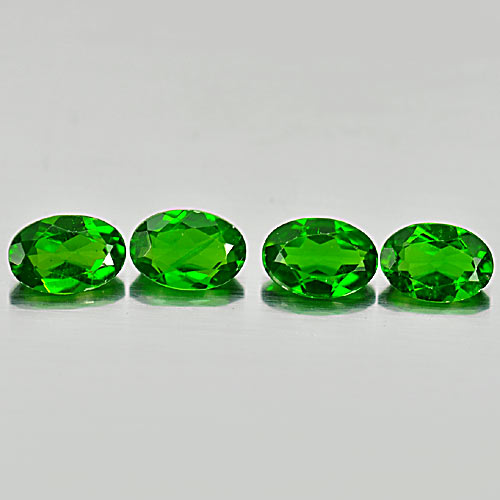 Unheated 1.62 Ct. 4 Pcs. Oval Shape Natural Gems Green Chrome Diopside