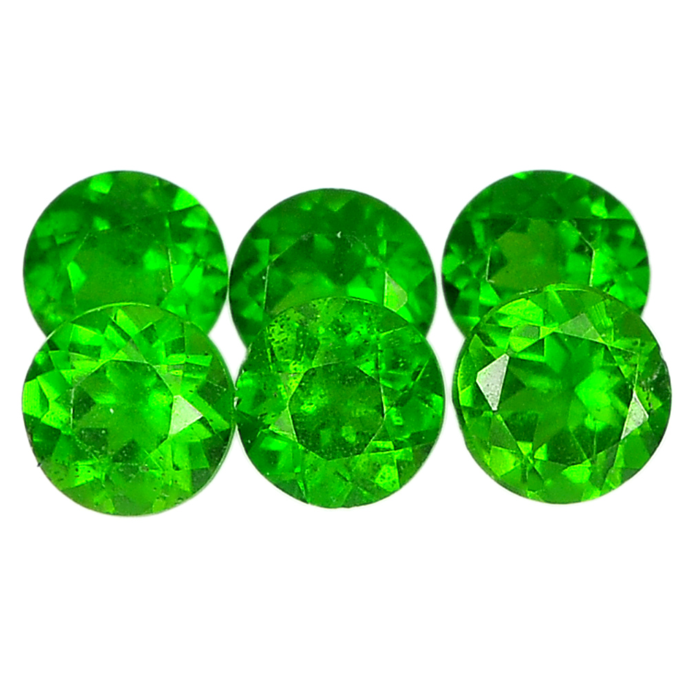 Unheated 1.15 Ct. 6 Pcs. Round 3.6 Mm. Natural Gems Green Chrome Diopside
