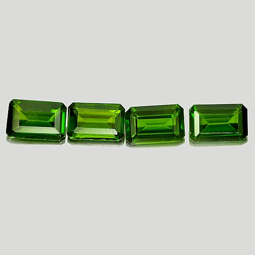 Unheated 1.81 Ct. 4 Pcs. Octagon Natural Gems Green Chrome Diopside