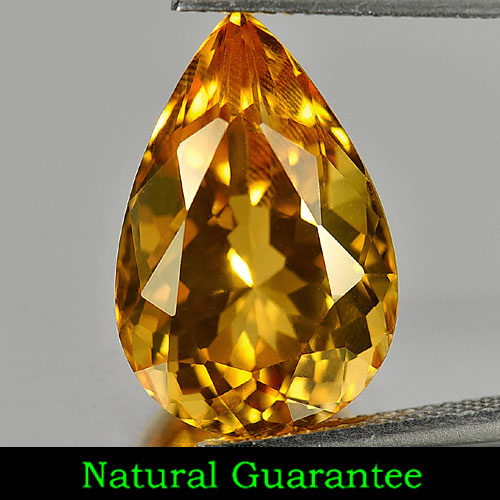 11.40 Ct. Pear Shape Natural Gemstone Yellow Citrine Brazil Unheated