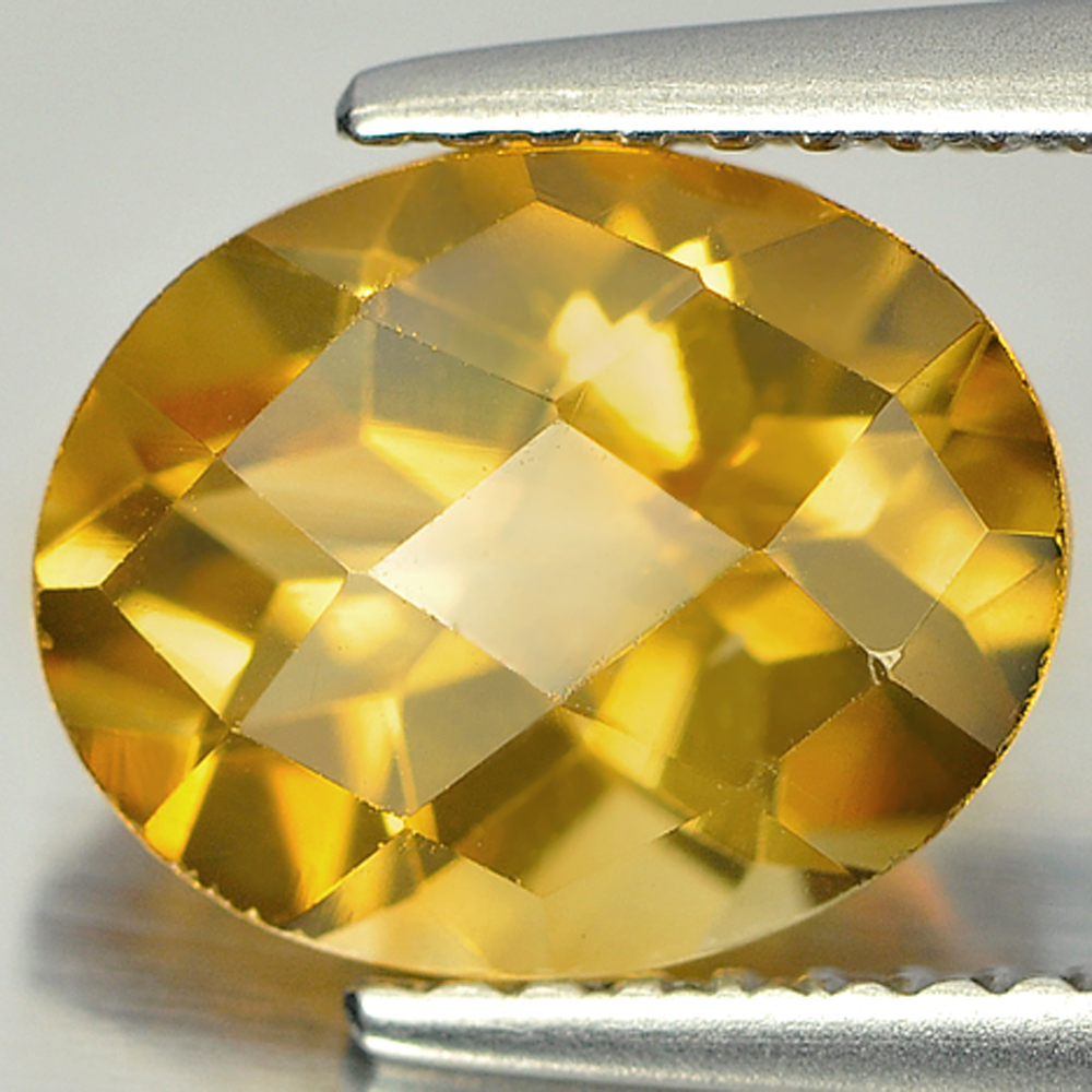 2.25 Ct. Good Cutting Oval Checkerboard Natural Gem Yellow Citrine Unheated