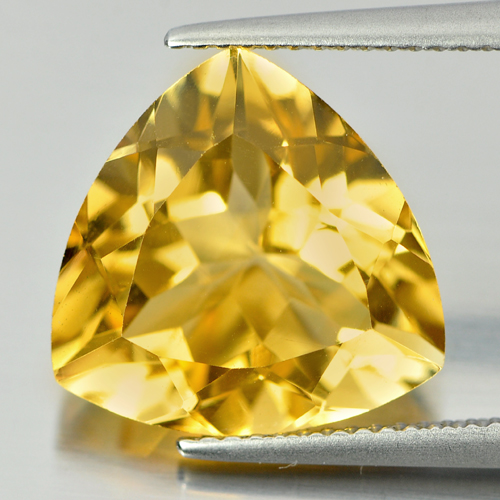 7.60 Ct. Clean Trilliant Shape Natural Gem Yellow Citrine From Brazil Unheated