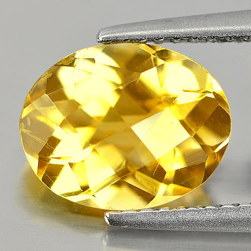 2.26 Ct. Oval Checkerboard Natural Yellow Citrine Gemstone Unheated