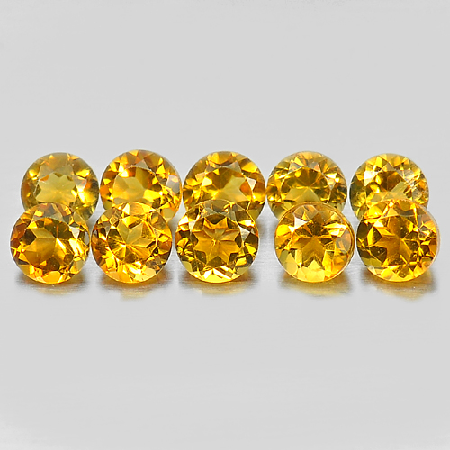 2.85 Ct. 10 Pcs. Unheated Natural Gemstone Round Shape Yellow Citrine