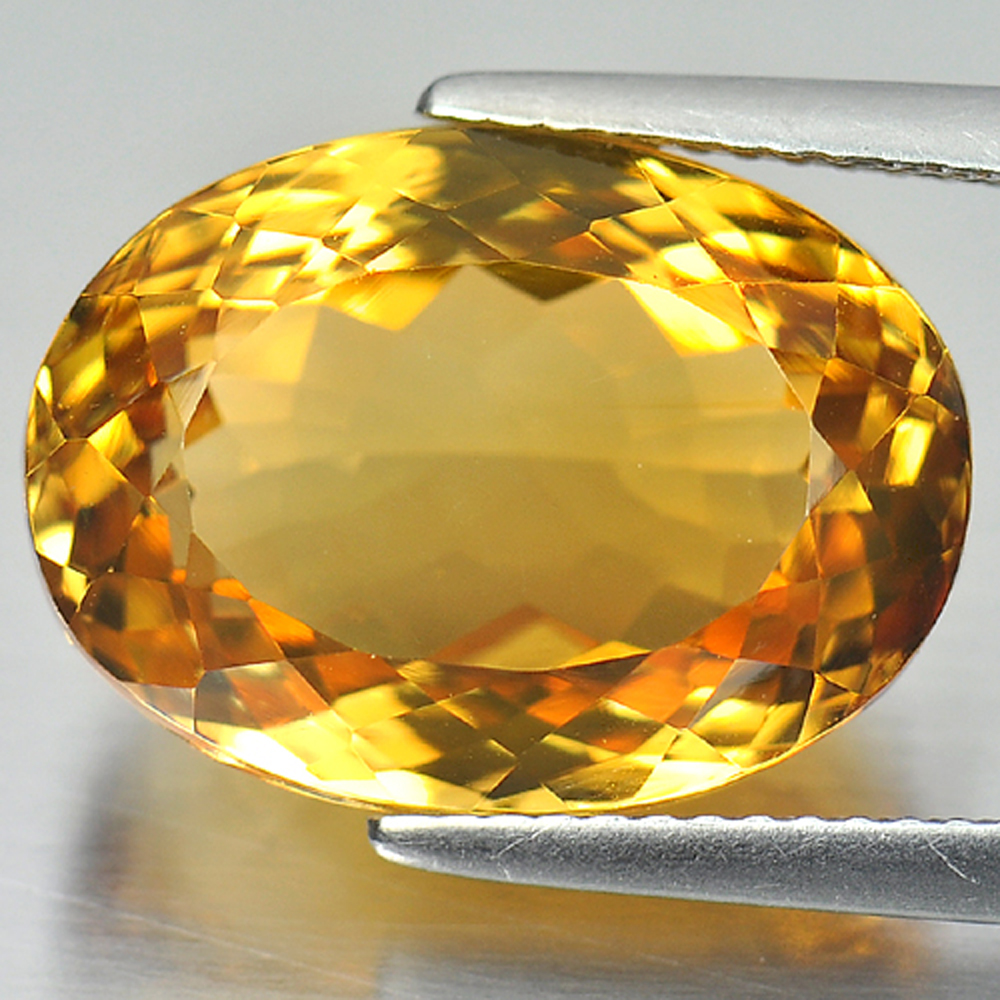 11.66 Ct. Oval Shape 16.2 x 12 Mm. Natural Gemstone Clean Yellow Citrine Brazil