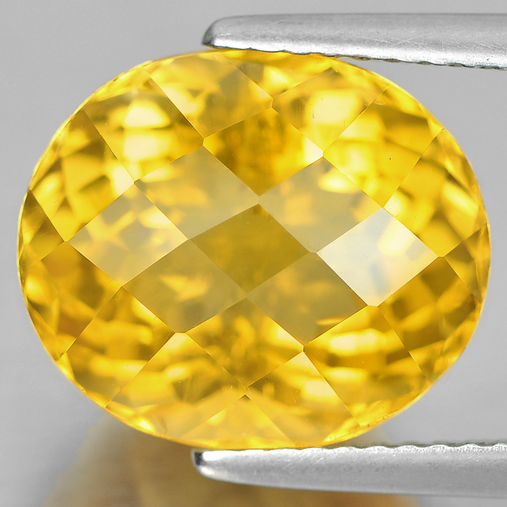 7.57 Ct. Dazzing Oval Checkboard Natural Yellow Citrine Gemstone Brazil