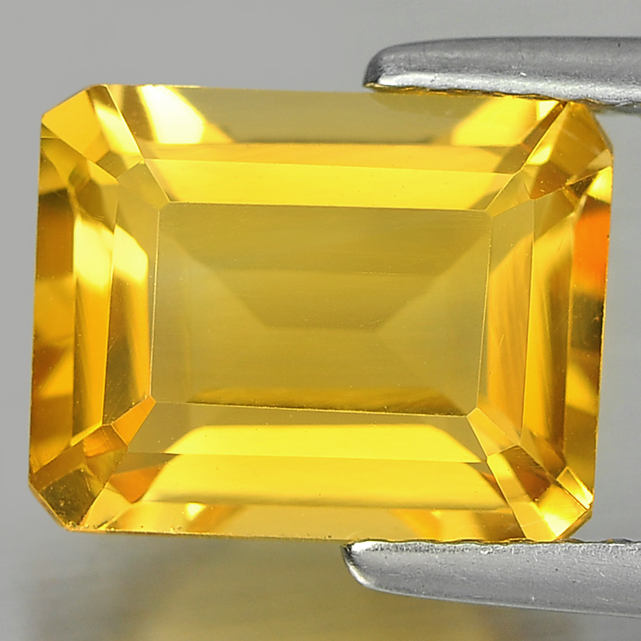 3.03 Ct. Good Octagon Shape 10 x 8 Mm. Natural Yellow Citrine Unheated