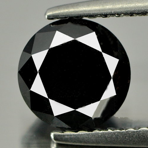 1.97 Ct. Natural Black Diamond Round Brilliant Cut 7 Mm.