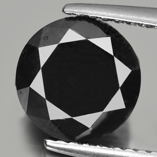3.14 Ct. Natural Black Diamond Round Brilliant Cut 8.5 Mm.