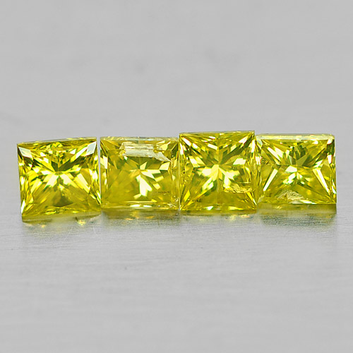 0.31 Ct. 4 Pcs. Square Princess Cut Natural Yellow Loose Diamond