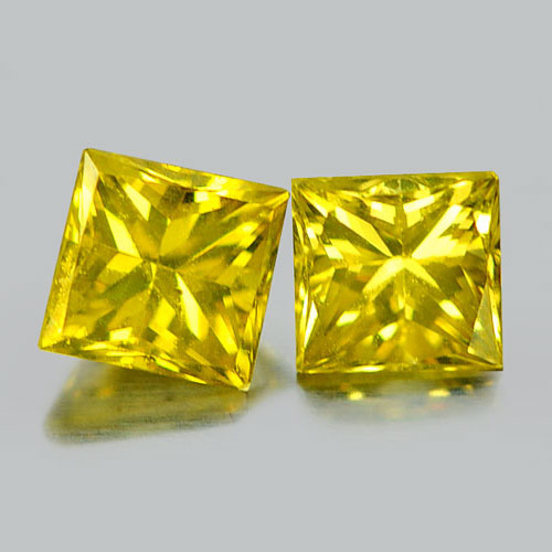 0.28 Ct. 2 Pcs. Square Princess Cut Natural Yellow Loose Diamond