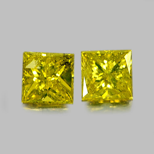 0.19 Ct. 2 Pcs. Square Princess Cut Natural Yellow Loose Diamond