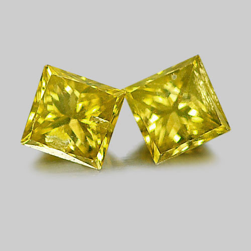 0.27 Ct. 2 Pcs. Square Princess Cut Natural Yellow Loose Diamond Belgium