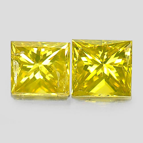 0.36 Ct. 2 Pcs. Square Princess Cut Natural Yellow Loose Diamond
