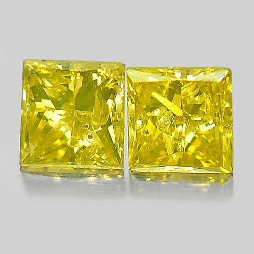 0.34 Ct. 2 Pcs. Square Princess Cut Natural Yellow Loose Diamond