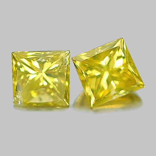 0.22 Ct. 2 Pcs. Natural Yellow Loose Diamond Baguette Princess Cut