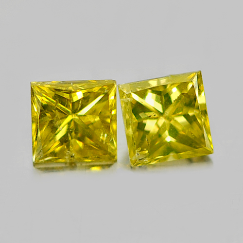 0.22 Ct. 2 Pcs. Square Princess Cut Natural Yellow Loose Diamond