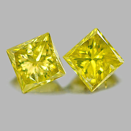 0.31 Ct. 2 Pcs. Alluring Natural Yellow Loose Diamond Square Princess Cut