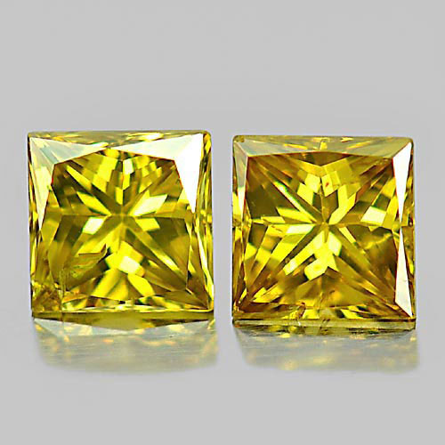 0.35 Ct. 2 Pcs. Square Princess Cut Natural Yellow Loose Diamond