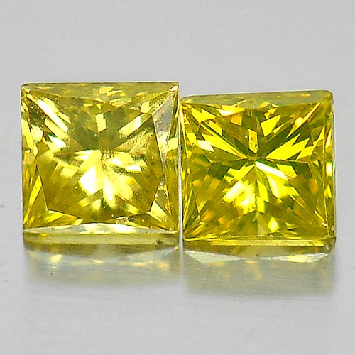 Square Princess Cut 0.31 Ct. 2 Pcs. Natural Yellow Loose Diamond