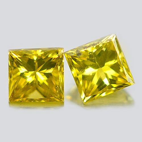 Square Princess Cut 0.24 Ct. 2 Pcs. Natural Yellow Loose Diamond