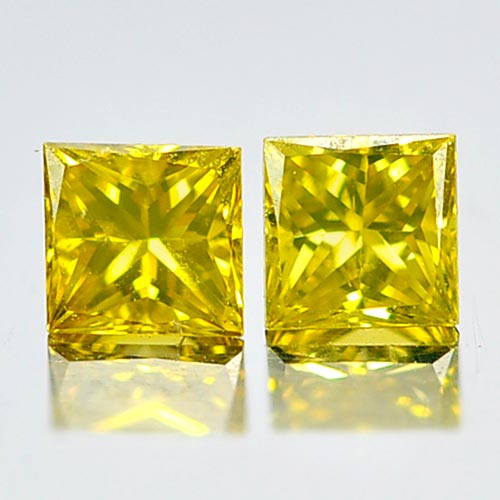 0.21 Ct. 2 Pcs. Square Princess Cut Natural Yellow Loose Diamond