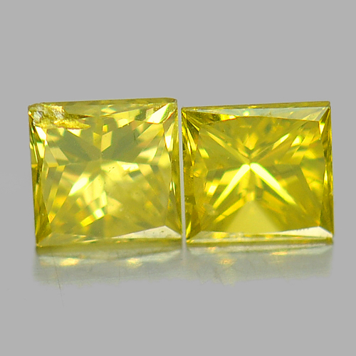 0.21 Ct. 2 Pcs. Square Princess Cut Natural Yellow Loose Diamond Good Color