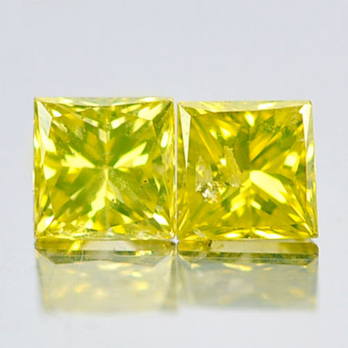 0.22 Ct. 2 Pcs. Attractive Square Princess Cut Natural Yellow Loose Diamond